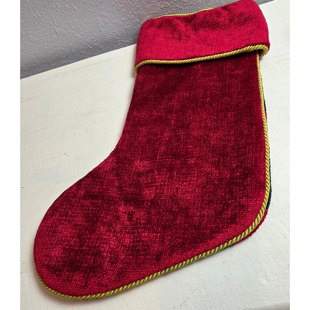 CLEARANCE‎ 💲6️⃣ Christmas Stocking Red Green Stripe Gold Cord